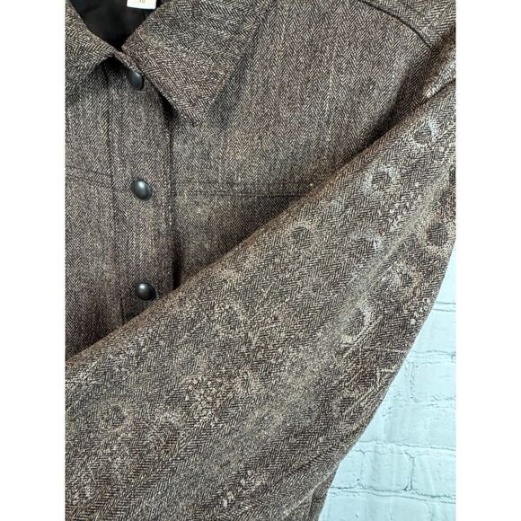 COLDWATER CREEK brown herringbone collared jacket blazer size 10 - Picture 2 of 9